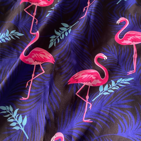 Vibrant Pink and Blue Flamingo Swim Trunks Relaxed Fit - Picture 6 of 6